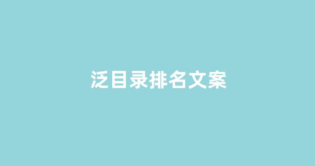 泛目录首页排名